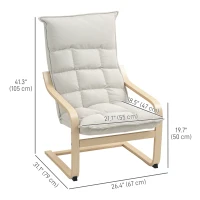 HOMCOM Modern Armchair, Upholstered Accent Chair with Curved Leg and Arm, Leisure Lounge Chair for Living Room, Cream White(m-3)