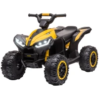 Aosom Kids 4 Wheeler Quad with Music, Headlights, High & Low Speed, Kids ATV for 3-5 Years Old Boys & Girl, Yellow(m-2)