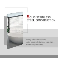 kleankin Wall-Mounted Mirror Cabinet, Bathroom Medicine Cabinet with Mirror, Sliding Door and 3-tier Storage Shelf, Stainless Steel Frame, Silver(m-6)