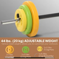 Soozier 44lbs Adjustable Barbell Weight Set with Non-slip Handle for Home Gym(m-4)