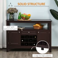 HOMCOM Modern Kitchen Buffet Bar Cabinet Storage Sideboard Dining Server with Drawer & 12-Bottle Wine Rack for Living Room, Espresso(m-5)