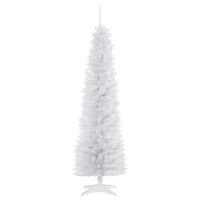 HOMCOM 6 FT Christmas Tree Classic Tree Holiday Indoor Decoration, with Stable Plastic Base, White(m-2)