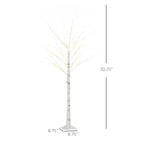HOMCOM 6 ft Artificial Birch Tree Light with Pre-Lit LED Light for Home Party, Indoor and Covered Outdoor Use(m-3)