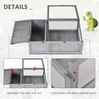 PawHut Wood Tortoise House for Lizards, Geckos, Indoor Outdoor Use, 35.8" x 23.8" x 12.6", Grey(m-5)