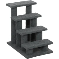 PawHut 23.5" 4 Tier Pet Stairs Dog Cat Step Scratch Post Furniture, Dark Grey(m-2)