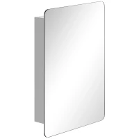 kleankin Wall-Mounted Mirror Cabinet, Bathroom Medicine Cabinet with Mirror, Sliding Door and 3-tier Storage Shelf, Stainless Steel Frame, Silver(m-11)
