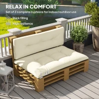 Outsunny 2 Seater Pallet Cushions Outdoor 3.9" Thick Replacement Cushions - Tufted Design for Garden, Patio, Cream White(m-4)