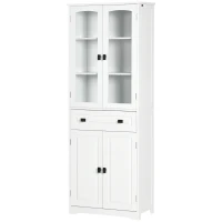 HOMCOM 63" 4-Door Kitchen Pantry Cabinet, Freestanding Storage Cabinet Cupboard with Adjustable Shelves, White(m-12)