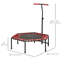 Soozier 45" Rebounder Trampoline for Adult, Quiet Bungee Rebounder with LED Lights and Adjustable Handle, Red(m-3)