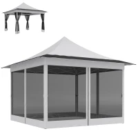 Outsunny 12 x 12 ft. Canopy Tent with Mesh Netting, UPF50+ Pop Up Tent with Carry Bag for Garden, Patio, Light Gray(m-1)