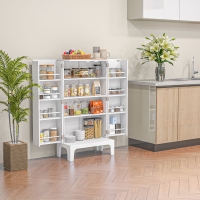 HOMCOM 44" Storage Cabinet, 2-Door Kitchen Pantry Cabinet with 4-tier Shelving, 8 Spice Racks and Adjustable Shelves