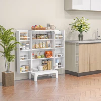 HOMCOM 44" Storage Cabinet, 2-Door Kitchen Pantry Cabinet with 4-tier Shelving, 8 Spice Racks and Adjustable Shelves(m-1)