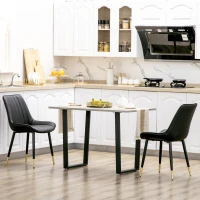 HOMCOM Dining Chairs Set of 2, Modern Kitchen Chair with PU Leather Upholstery and Steel Legs for Living Room, Bedroom, Black(m-8)