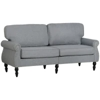 HOMCOM Stylish Midback Double Sofa with Sponge Padding, 2 Seater Sofa Couch, with Rubber Wood Leg, Grey(m-2)