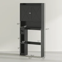 HOMCOM Farmhouse Over the Toilet Cabinet with Barn Doors, Over the Toilet Storage Cabinet with Adjustable Shelf, Black(m-3)