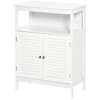 kleankin Bathroom Floor Storage Cabinet, Freestanding Bathroom Cabinet with Shutter Doors, Open Shelf and Adjustable Shelf, White(m-11)