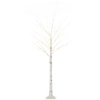 HOMCOM 6 ft Artificial Birch Tree Light with Pre-Lit LED Light for Home Party, Indoor and Covered Outdoor Use(m-2)