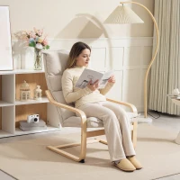 HOMCOM Modern Armchair, Upholstered Accent Chair with Curved Leg and Arm, Leisure Lounge Chair for Living Room, Cream White(m-1)