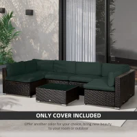 Outsunny Outdoor 14pc Patio Rattan Sofa Set Cushion Polyester Cover Replacement Set - No Cushion Included, Grey(m-6)