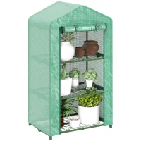 Outsunny 3 Tier Mini Greenhouse, Portable Flower Stand with Shelf Clips, Indoor Greenhouse with Steel Frame, Green(m-11)