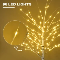 HOMCOM 6 ft Artificial Birch Tree Light with Pre-Lit LED Light for Home Party, Indoor and Covered Outdoor Use(m-4)