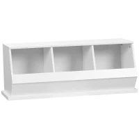 HOMCOM Small Bookcase, 3 Cube Storage Organizer, Multipurpose Display Cabinet with 3 Compartments, White(m-2)