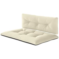Outsunny 2 Seater Pallet Cushions Outdoor 3.9" Thick Replacement Cushions - Tufted Design for Garden, Patio, Cream White(m-1)
