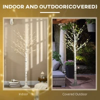 HOMCOM 6 ft Artificial Birch Tree Light with Pre-Lit LED Light for Home Party, Indoor and Covered Outdoor Use(m-7)