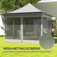 Outsunny 12 x 12 ft. Canopy Tent with Mesh Netting, UPF50+ Pop Up Tent with Carry Bag for Garden, Patio, Light Gray(m-5)