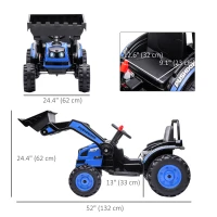 Aosom Kids Tractor 6V Battery Powered Digger Ride On Excavator Music Headlight Moving Forward Backward Blue(m-3)