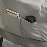 HOMCOM Lazy Chair and Ottoman Set, Fabric Upholstered Accent Chair with Side Pockets, for Living Room, Bedroom, Light Gray(m-8)