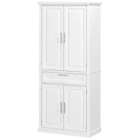 HOMCOM 72" Kitchen Pantry Cabinet, Freestanding Storage Cabinet, 4-Door Cabinet with Drawer and Adjustable Shelves, White(m-11)