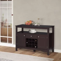 HOMCOM Modern Kitchen Buffet Bar Cabinet Storage Sideboard Dining Server with Drawer & 12-Bottle Wine Rack for Living Room, Espresso(m-13)