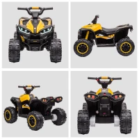 Aosom Kids 4 Wheeler Quad with Music, Headlights, High & Low Speed, Kids ATV for 3-5 Years Old Boys & Girl, Yellow(m-8)