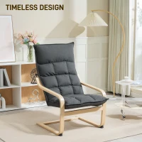 HOMCOM Modern Armchair, Upholstered Accent Chair with Curved Leg and Arm, Leisure Lounge Chair for Living Room, Dark Grey(m-4)