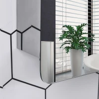 kleankin Wall-Mounted Mirror Cabinet, Bathroom Medicine Cabinet with Mirror, Sliding Door and 3-tier Storage Shelf, Stainless Steel Frame, Silver(m-9)