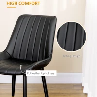 HOMCOM Dining Chairs Set of 2, Modern Kitchen Chair with PU Leather Upholstery and Steel Legs for Living Room, Bedroom, Black(m-5)