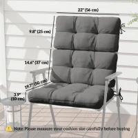 Outsunny 2-Piece Back Seat Cushion Replacement, Outdoor Patio Chair Cushions Set with Ties, Button Tufted, Dark Grey(m-3)