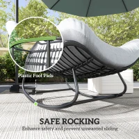 Outsunny Oversized Rattan Patio Egg Chair, Outdoor Rocking Chair with Padded Cushion for Indoor, Porch, Dark Grey(m-7)