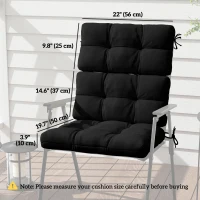 Outsunny 2-Piece Back Seat Cushion Replacement, Outdoor Patio Chair Cushions Set with Ties, Button Tufted, Black(m-3)