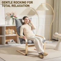 HOMCOM Modern Armchair, Upholstered Accent Chair with Curved Leg and Arm, Leisure Lounge Chair for Living Room, Light Grey(m-6)