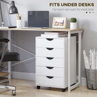 HOMCOM 5 Drawer Home Office Storage Cabinet, Mobile Printer Stand with Nordic Minimalist Modern Style & Wheels, White(m-6)