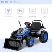 Aosom Kids Tractor 6V Battery Powered Digger Ride On Excavator Music Headlight Moving Forward Backward Blue(m-4)