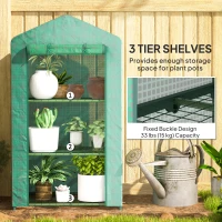 Outsunny 3 Tier Mini Greenhouse, Portable Flower Stand with Shelf Clips, Indoor Greenhouse with Steel Frame, Green(m-6)