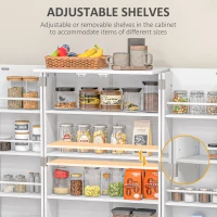 HOMCOM 44" Storage Cabinet, 2-Door Kitchen Pantry Cabinet with 4-tier Shelving, 8 Spice Racks and Adjustable Shelves(m-5)