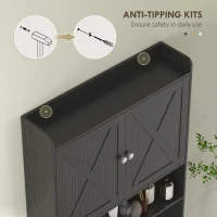 HOMCOM Farmhouse Over the Toilet Cabinet with Barn Doors, Over the Toilet Storage Cabinet with Adjustable Shelf, Black(m-7)