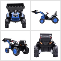 Aosom Kids Tractor 6V Battery Powered Digger Ride On Excavator Music Headlight Moving Forward Backward Blue(m-7)