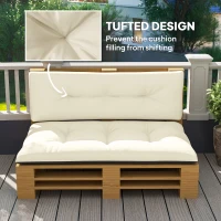 Outsunny 2 Seater Pallet Cushions Outdoor 3.9" Thick Replacement Cushions - Tufted Design for Garden, Patio, Cream White(m-6)