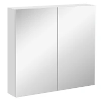 kleankin Wall Mounted Mirror Cabinet, Bathroom Medicine Cabinet with Mirror, 2 Doors and 3-tier Shelving, White(m-2)