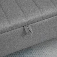 HOMCOM 40" Ottoman with Storage, Linen Upholstered Storage Ottoman Bench with Steel Legs for Living Room, Bedroom Grey(m-9)